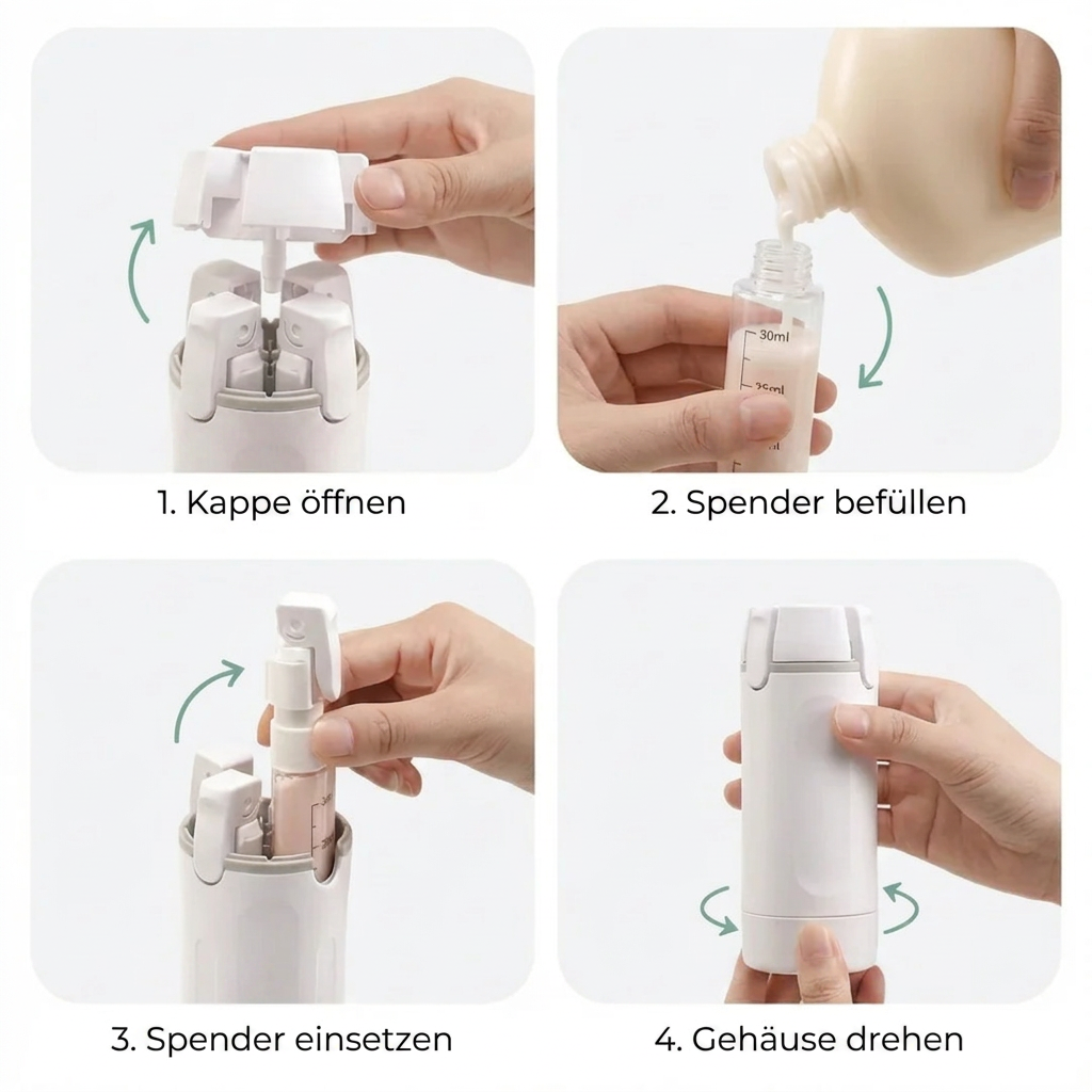 LiriNoa™ - 4in1 OneBottle Spender für deine komplette Routine